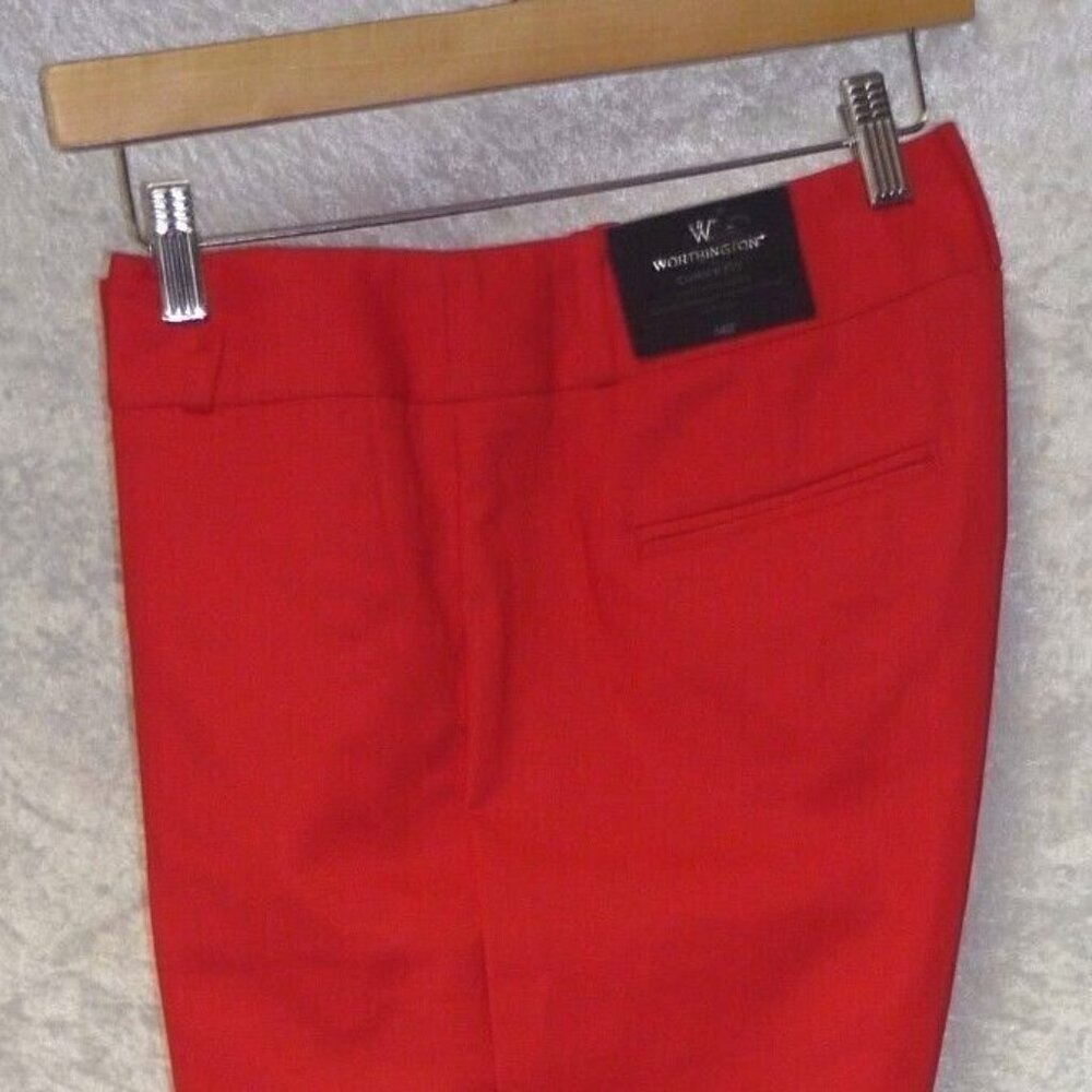 WORTHINGTON Woman Slim Fit Slim Leg Ankle Pants Hot Coral Orange Sz 22W